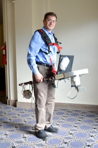 Tim Morin wearing his portable LIDAR gear