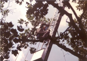 Working on Harvard Forest's first flux tower ~1996.