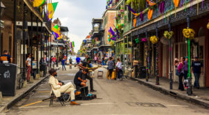 New Orleans French Quarter - unidentified musicians playing. Credit Shutterstock #390070024 GTS Production