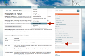 Screenshot of Measurement Height data product webpage
