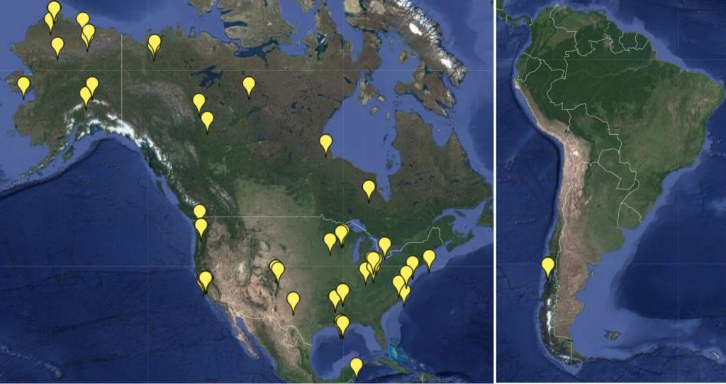 Map of AmeriFlux sites currently measuring methane