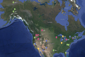 Map of AmeriFlux Tech Team visits