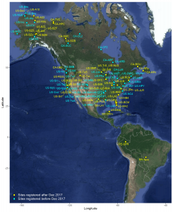 As of March 2021, 101 AmeriFlux sites have collected or are collecting methane flux data. Sites labeled in yellow were registered to the network after we launched the Theme Year of Methane.