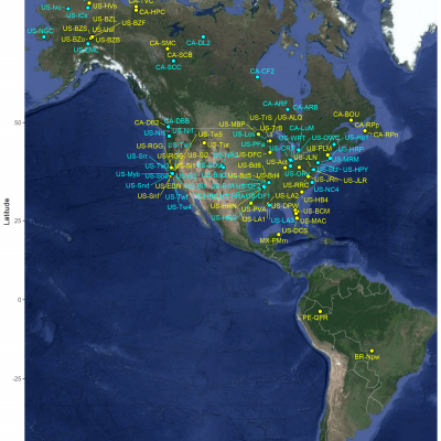 As of March 2021, 101 AmeriFlux sites have collected or are collecting methane flux data. Sites labeled in yellow were registered to the network after we launched the Theme Year of Methane.