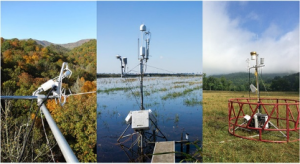 photo collage showing flux towers in different ecosystems