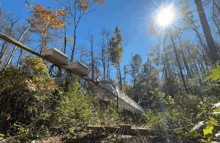 photo of the tower mid-tilt